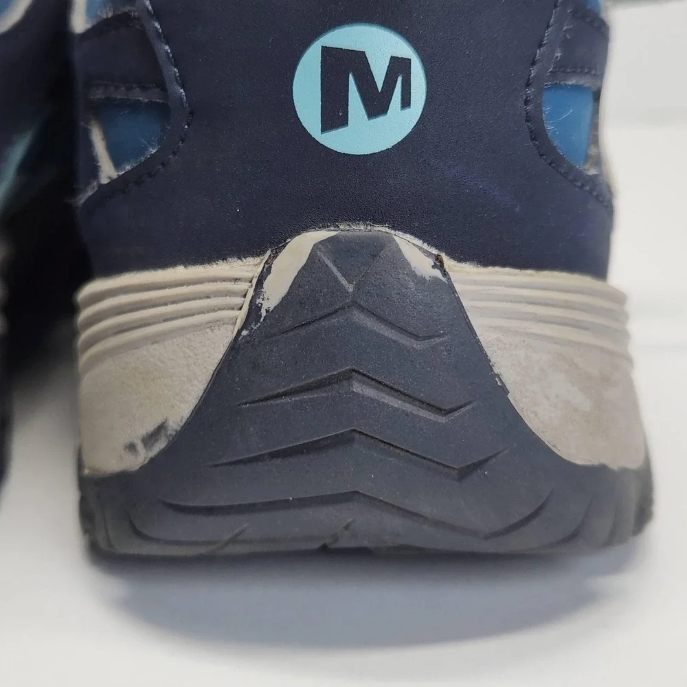 Merrell Moab FST Low Waterproof Hiking Shoes Girls Size 2.5 Blue Pink Sneakers